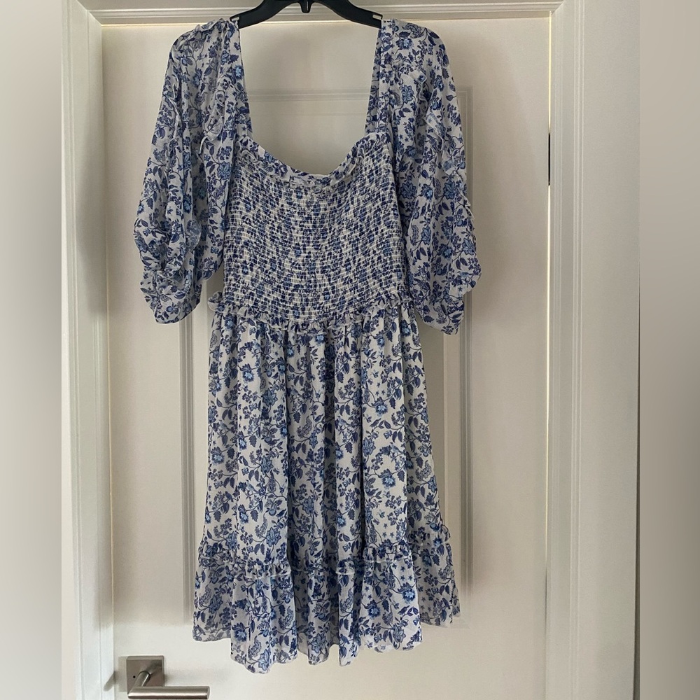 NWT Revolve‎ Super Natural By Secret Mission Greenport Dress Blue Floral Size L